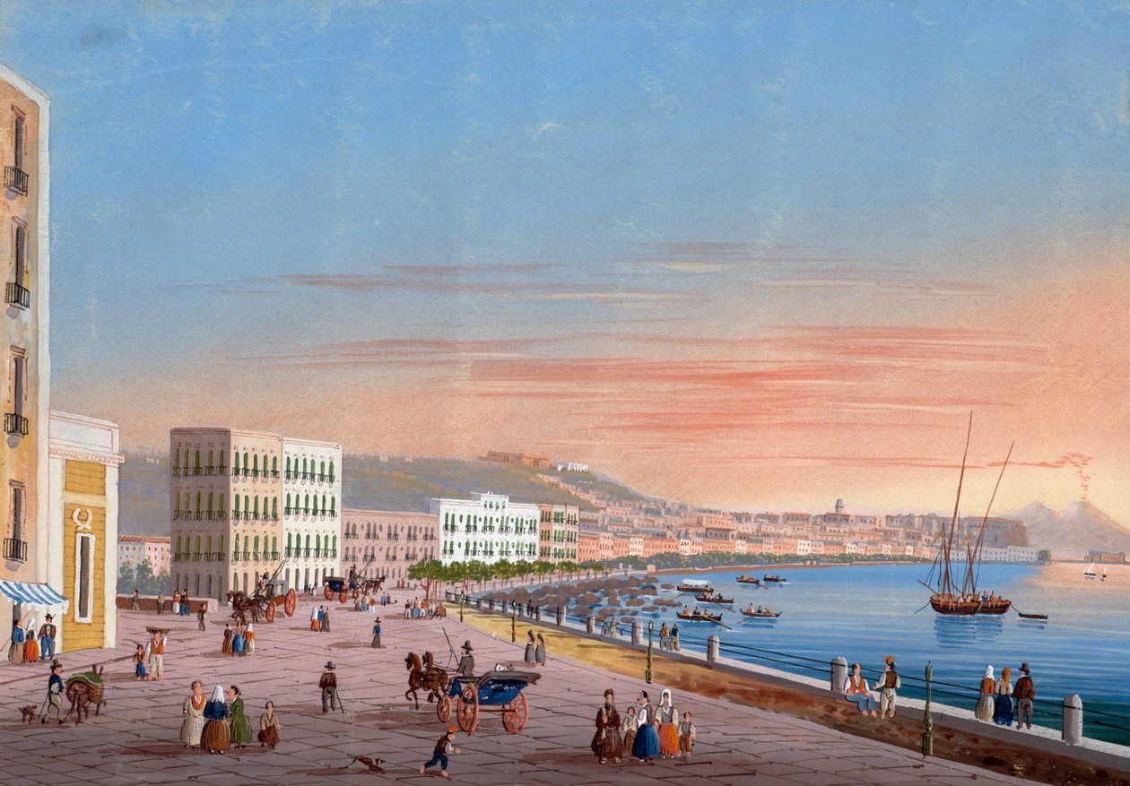 Udsigt over Napoli fra Posillipo (gouache) af Neapolitan School