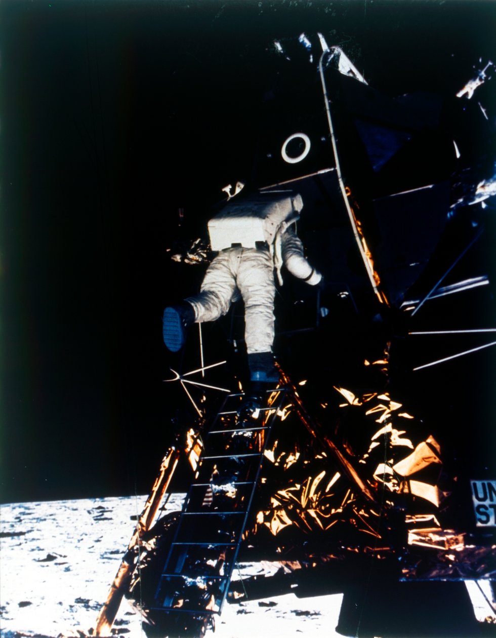 Buzz Aldrin nedstammer fra Lunar Module, Apollo II mission, juli 1969. af Neil Armstrong
