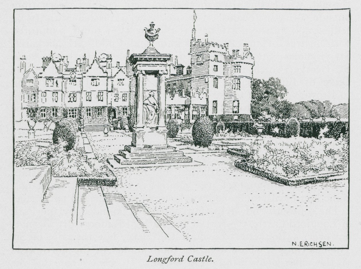 Longford Slot (litografi) af Nelly Erichsen