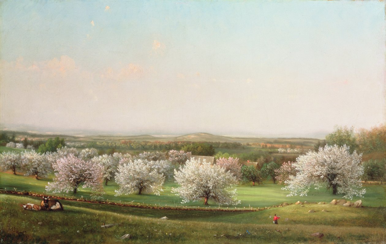 Æbleplantage, 1878 af Nelson Augustus Moore