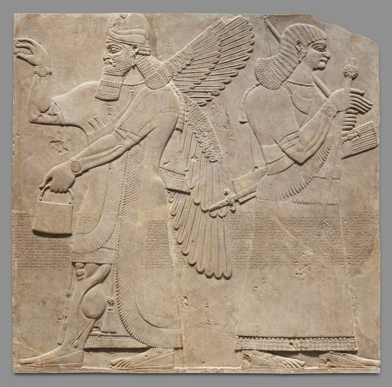 Reliefpanel af vogter og eunuk, ca. 883-59 f.Kr. (gipsalabast) af Neo Assyrian