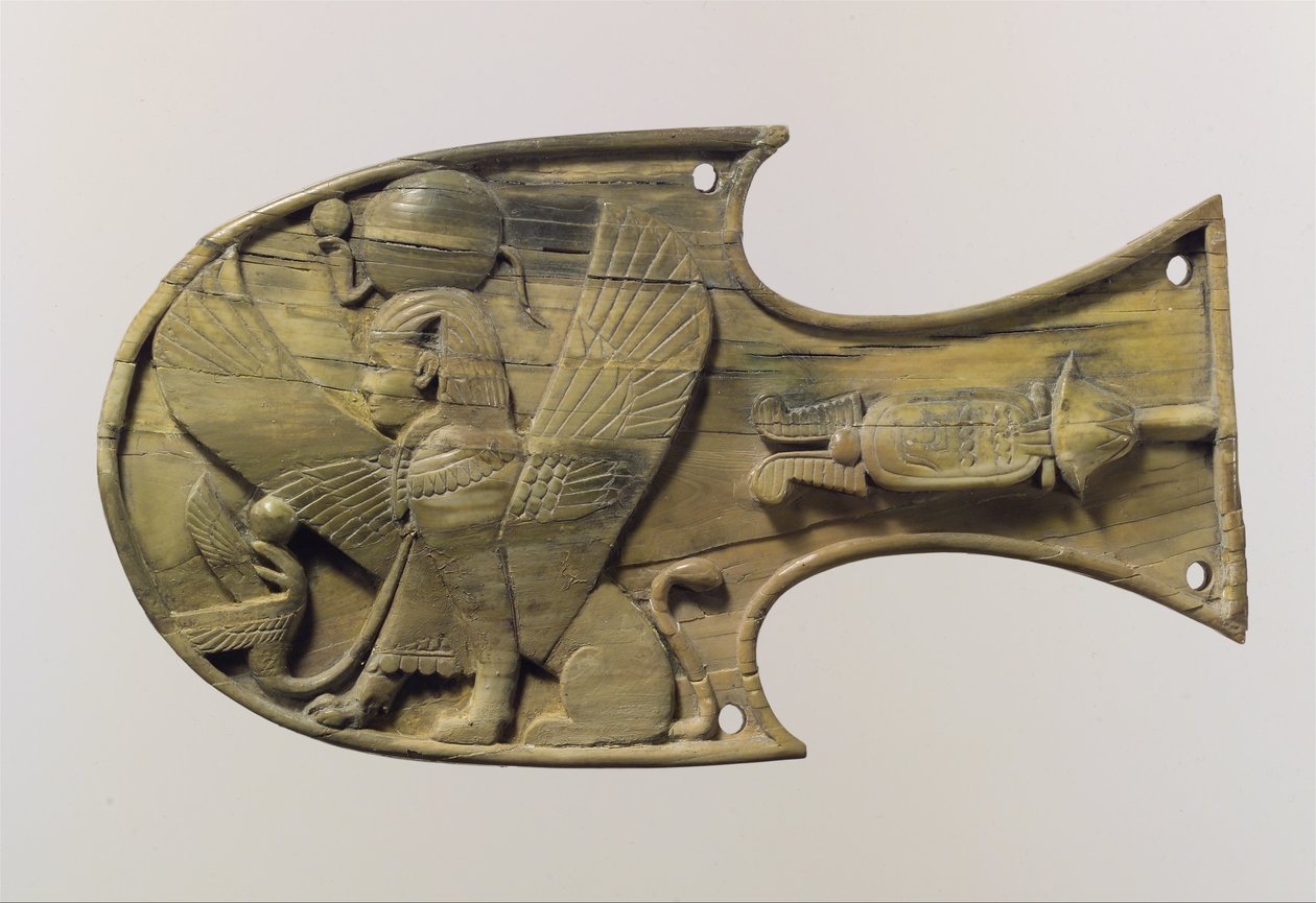 Hesteblinkudskæringer udskåret i relief med en siddende sfinx, ca. 8. århundrede f.Kr. af Neo Assyrian Neo Assyrian