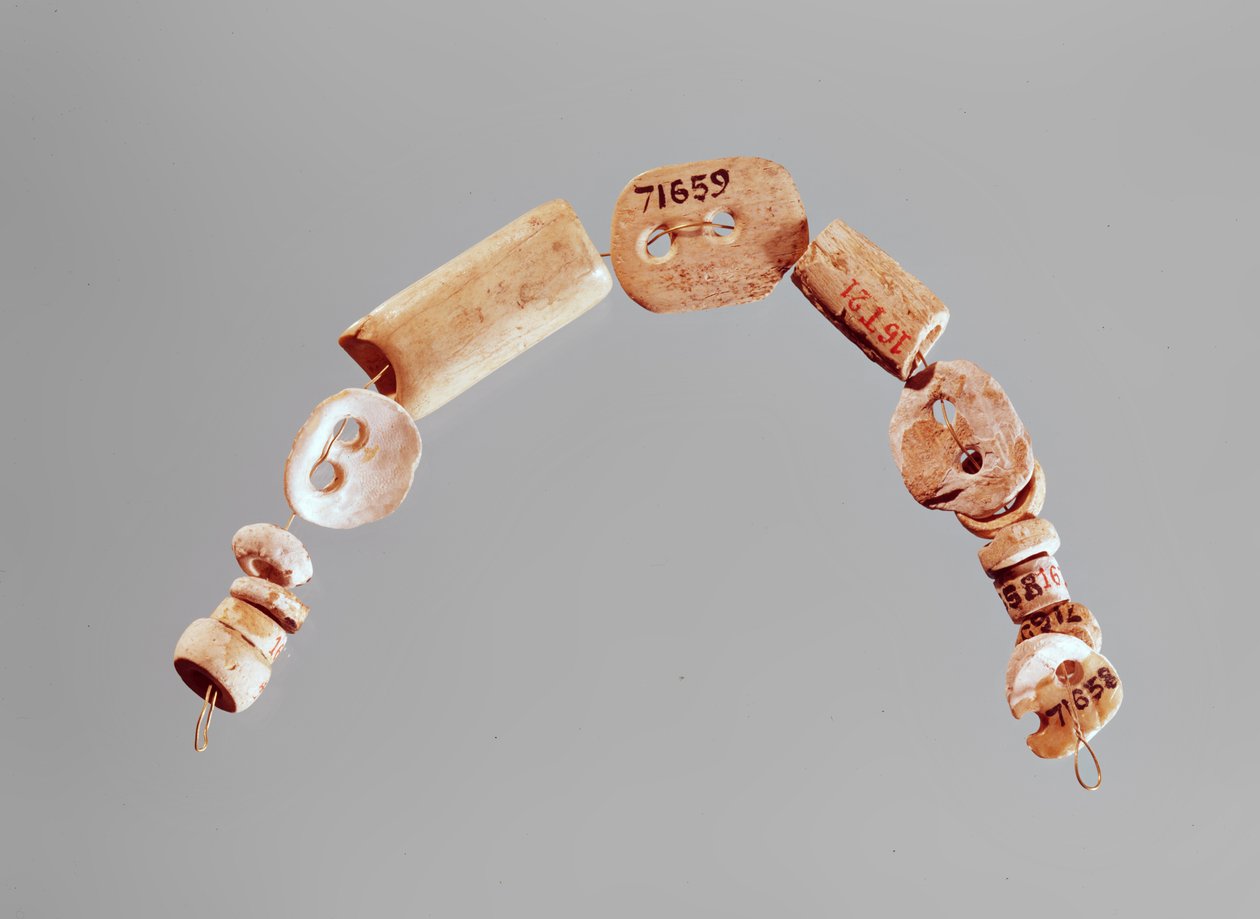 Halskæde eller armbånd, Seine-Oise-Marne Culture, 2800-2000 f.Kr. (ben og kalksten) af Neolithic
