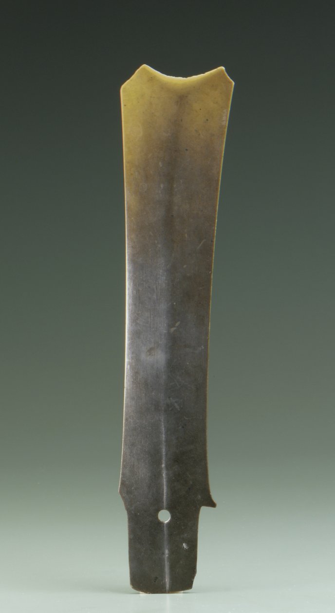 Gaffelmejsel (zhang), Qijia-kultur, ca. 2500-2000 f.Kr. (jade) af Neolithic Period Chinese School