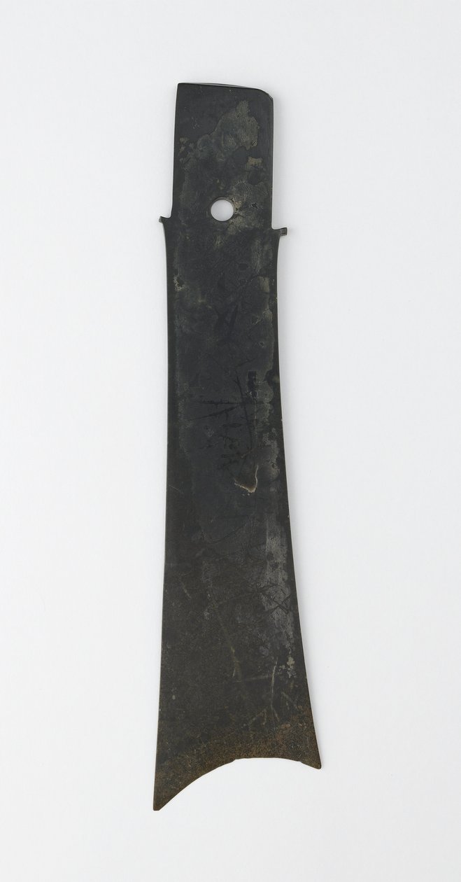 Gaffelmejsel (zhang), Qijia-kultur, ca. 2500-2000 f.Kr. (jade (nephrit)) af Neolithic Period Chinese School