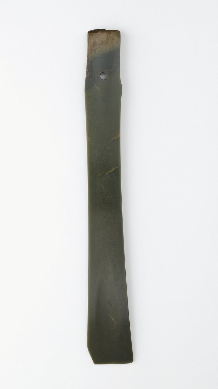 Gaffelmejsel (zhang) Qijia-kultur (jade (nefrit)) af Neolithic Period Chinese School