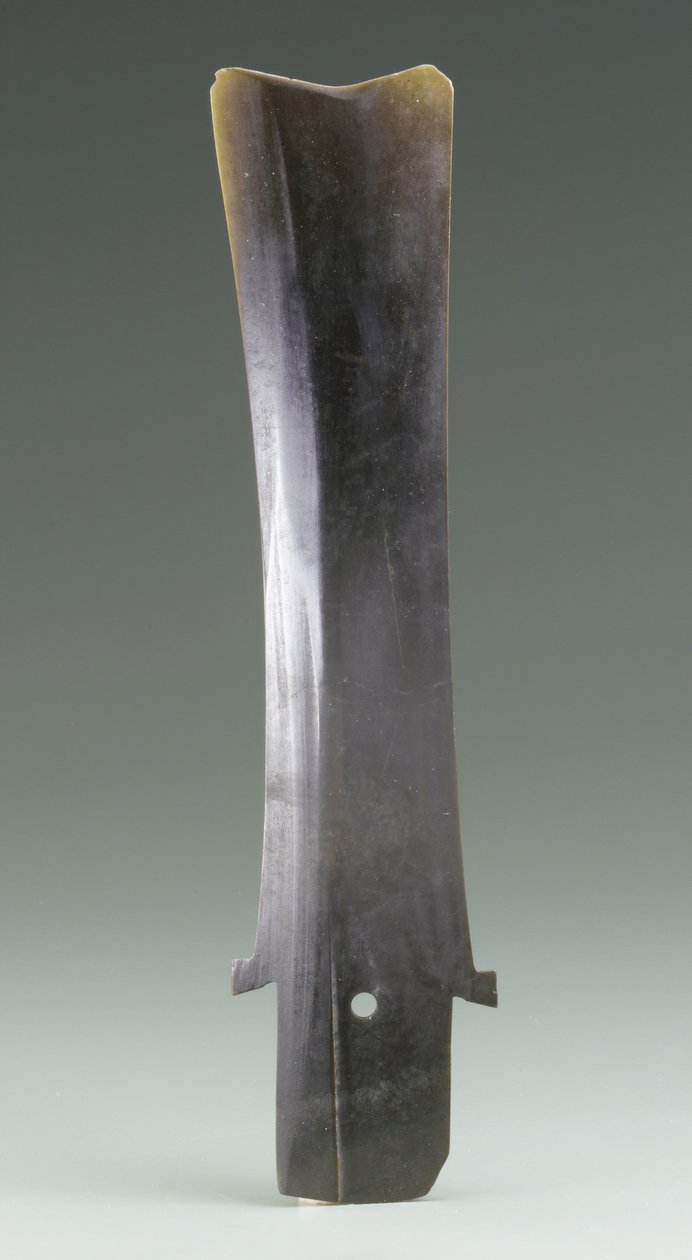 Høstkniv (hu), Qijia-kultur, ca. 2500-2000 f.Kr. (jade) af Neolithic Period Chinese School