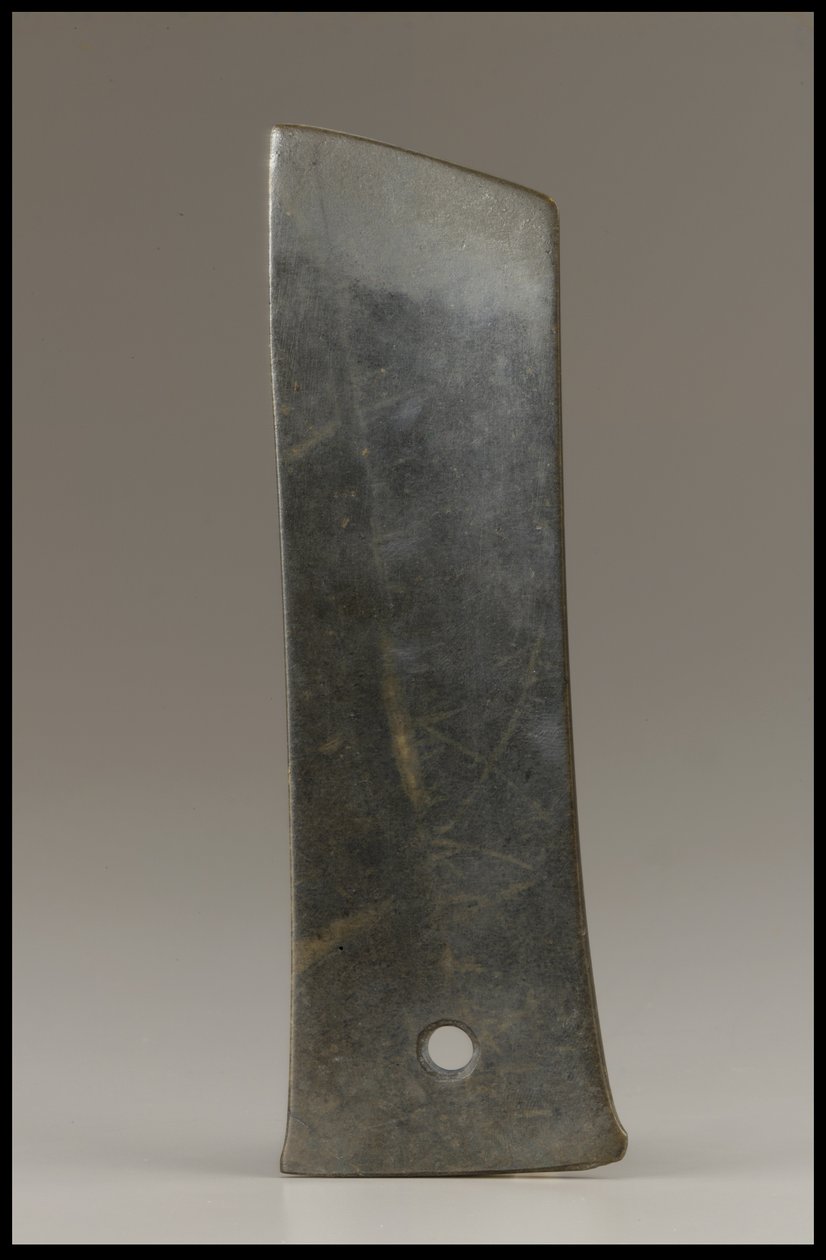 Høstkniv (hu), Qijia-kultur, ca. 2500-2000 f.Kr. (jade) af Neolithic Period Chinese School
