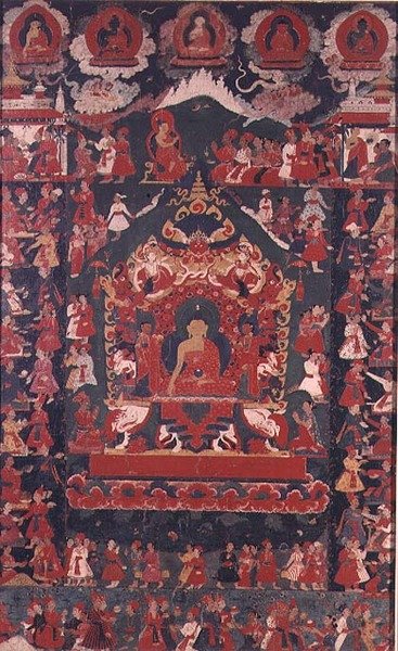Buddha indvier praksis med at modtage almisser, fra 