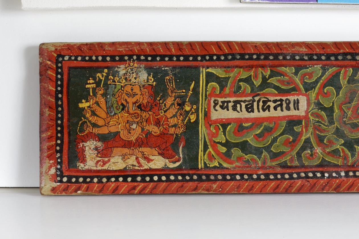 Detalje fra et Devimahatmya-manuskriptomslag (ugennemsigtigt wc på træ) af Nepalese School