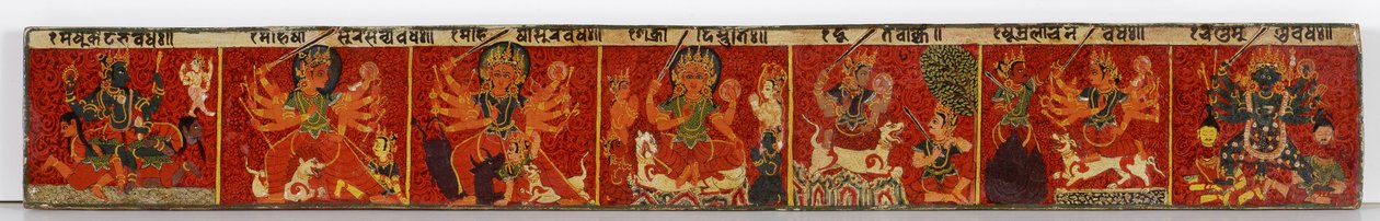 Devimahatmya manuskriptomslag (ugennemsigtigt wc på træ) af Nepalese School