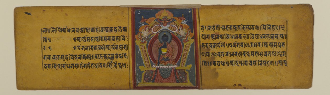 Side fra et buddhistisk manuskript med en illustration af Akshobhya, 16-17. århundrede (blæk og akvarel på papir) af Nepalese School