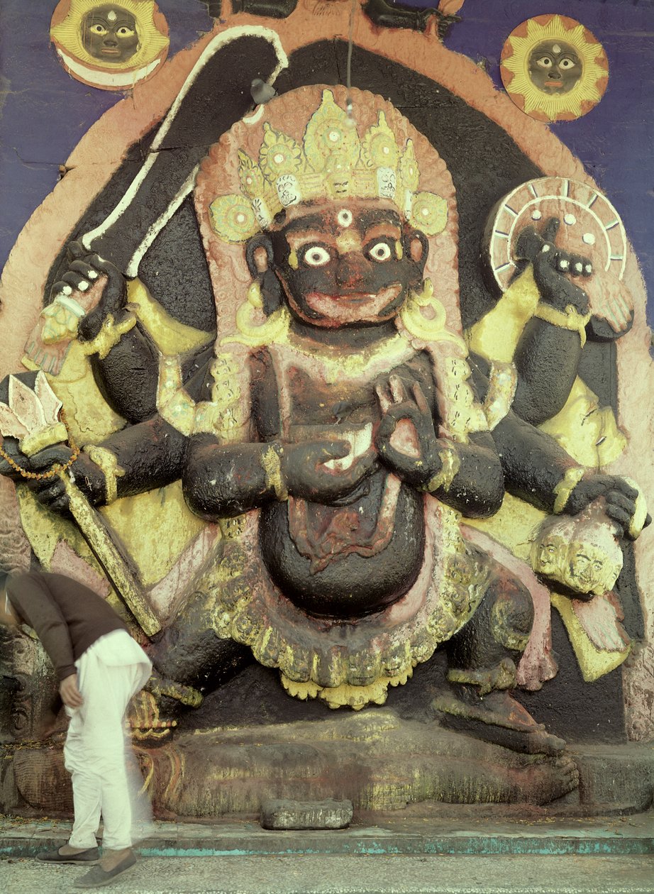 Relief af Kali på Durbar Square (polykrom sten) af Nepalese School