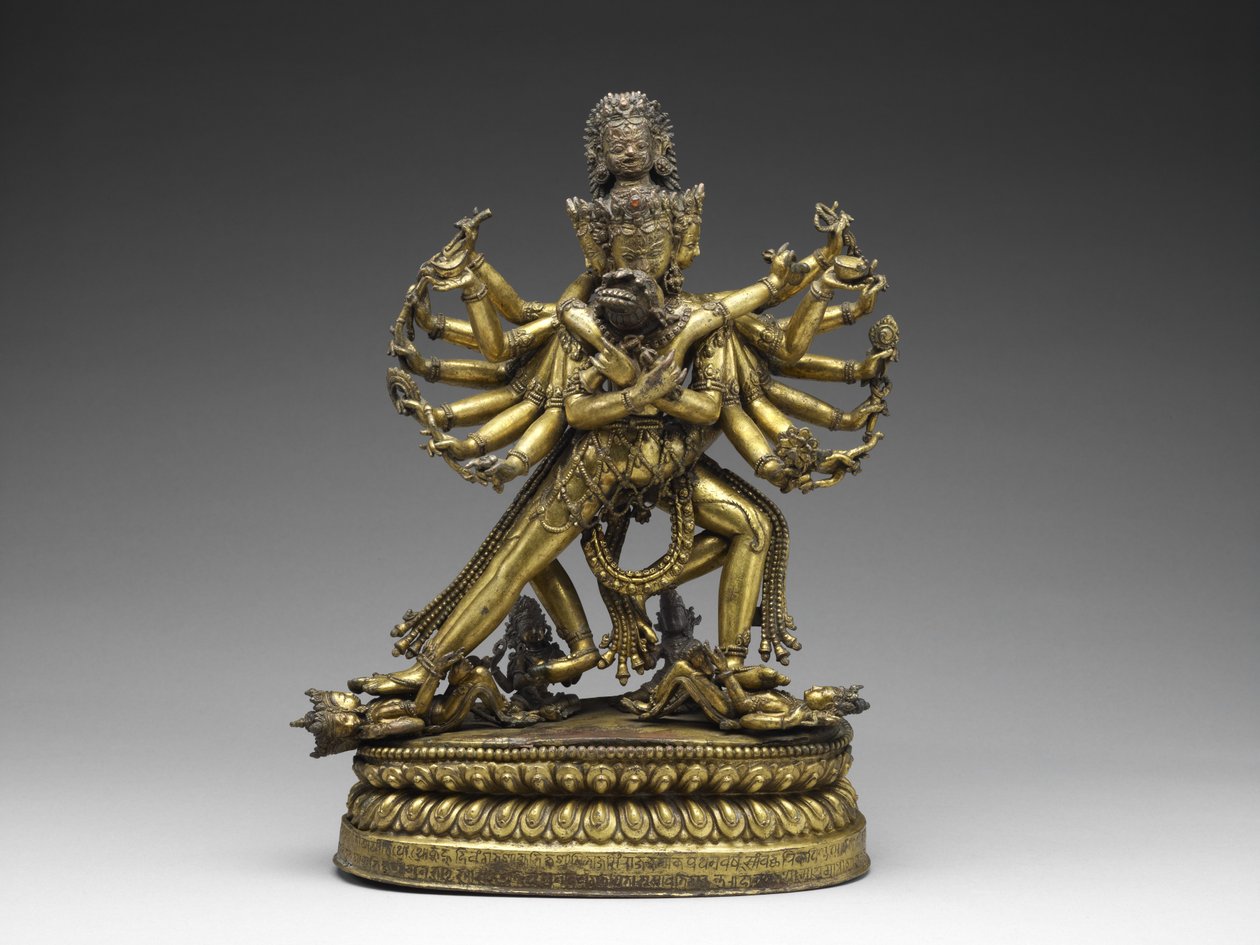 Shastradhara (våbenbærende) Hevajra, ca. 1531 (forgyldt kobber og pigment) af Nepalese School