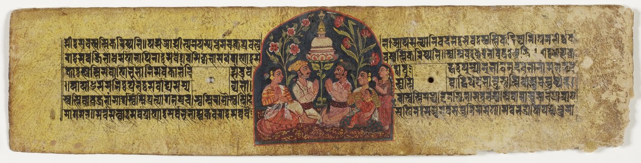 Tilbedelse af en stupa, 1659 (ugennemsigtigt toilet og blæk på papir) af Nepalese School