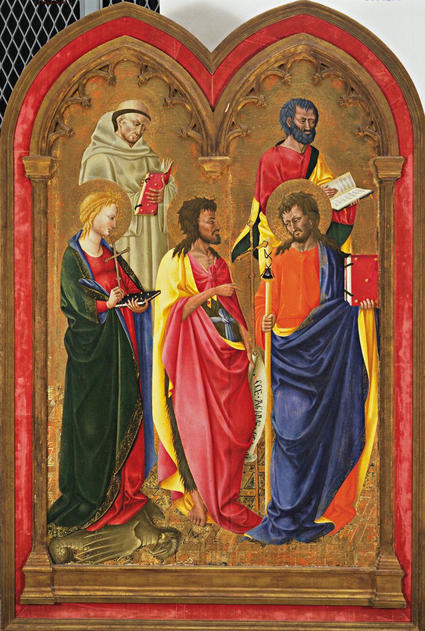 Alterfløj med fem helgener, ca.1445 (tempera og guld på poppeltræ) af Neri di Bicci