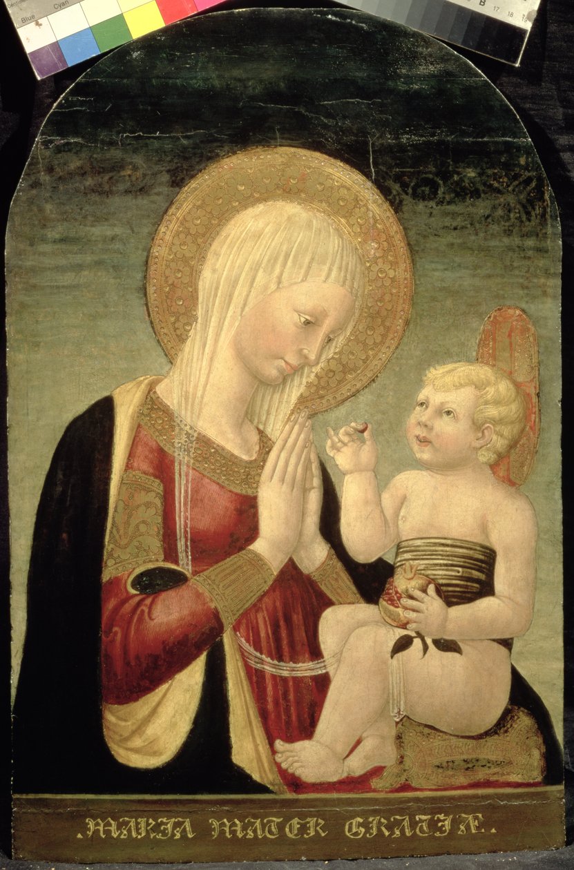 Madonna og barn med granatæble (tempera på panel) af Neri di Bicci
