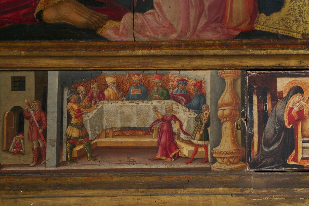 Detalje fra Jomfruens kroning (tempera på træ) af Neri di Bicci