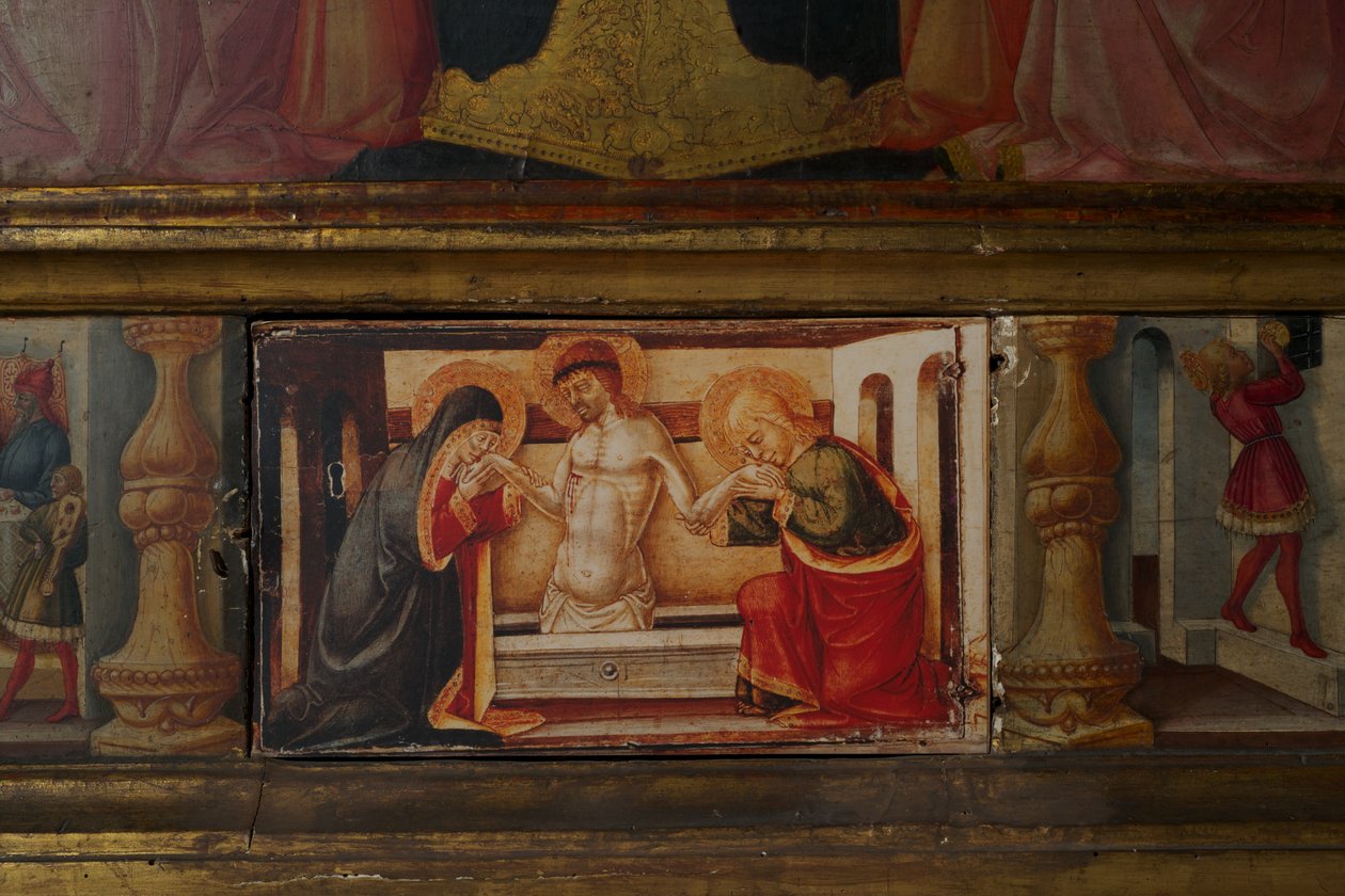 Detalje fra Jomfruens kroning (tempera på træ) af Neri di Bicci