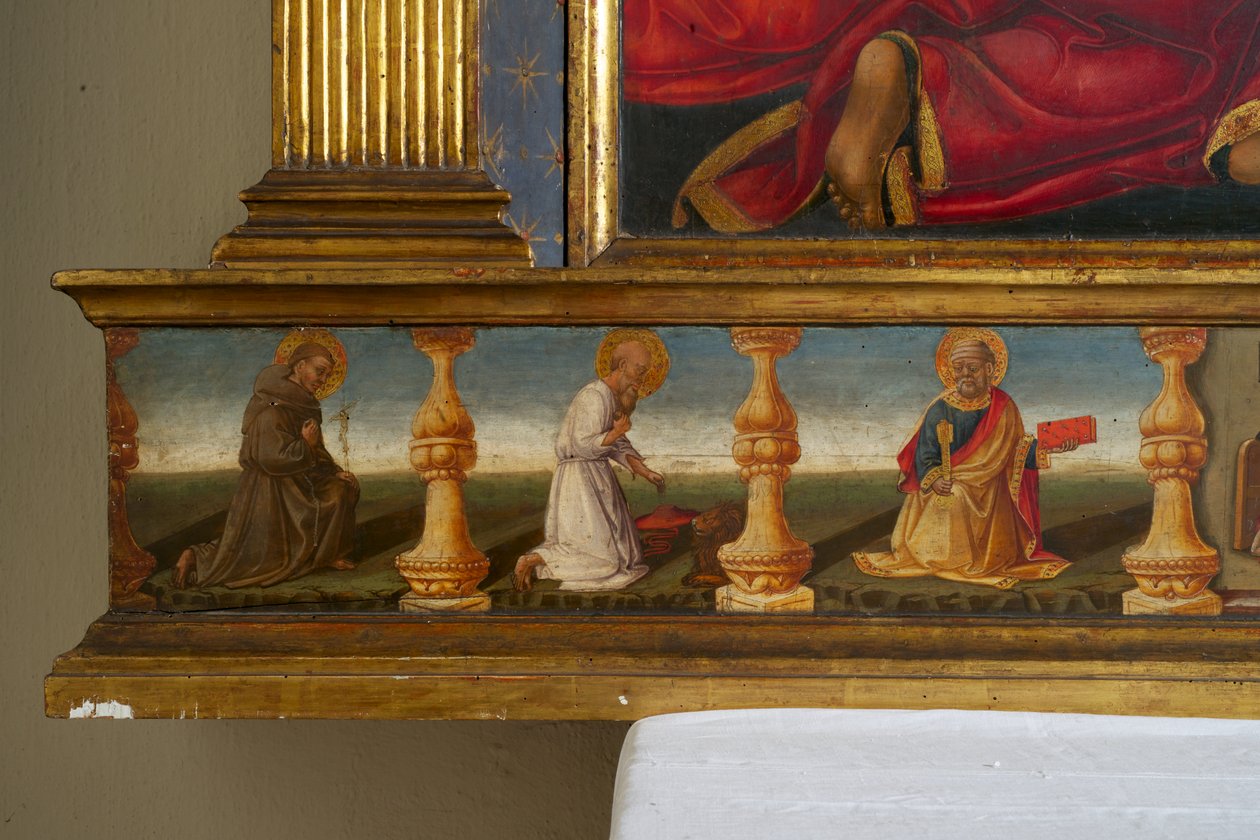 Detalje fra Jomfruens kroning (tempera på træ) af Neri di Bicci