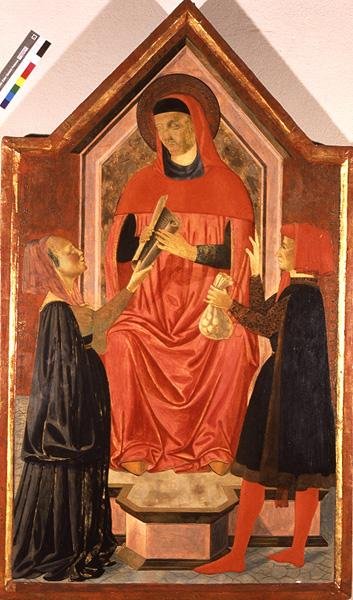 St. Ivo afsiger dom (tempera på panel) af Neri di Bicci