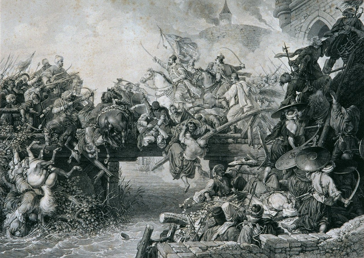 Ausfall Zrinys vor der Festung Szigetvár af Leopold Blonder