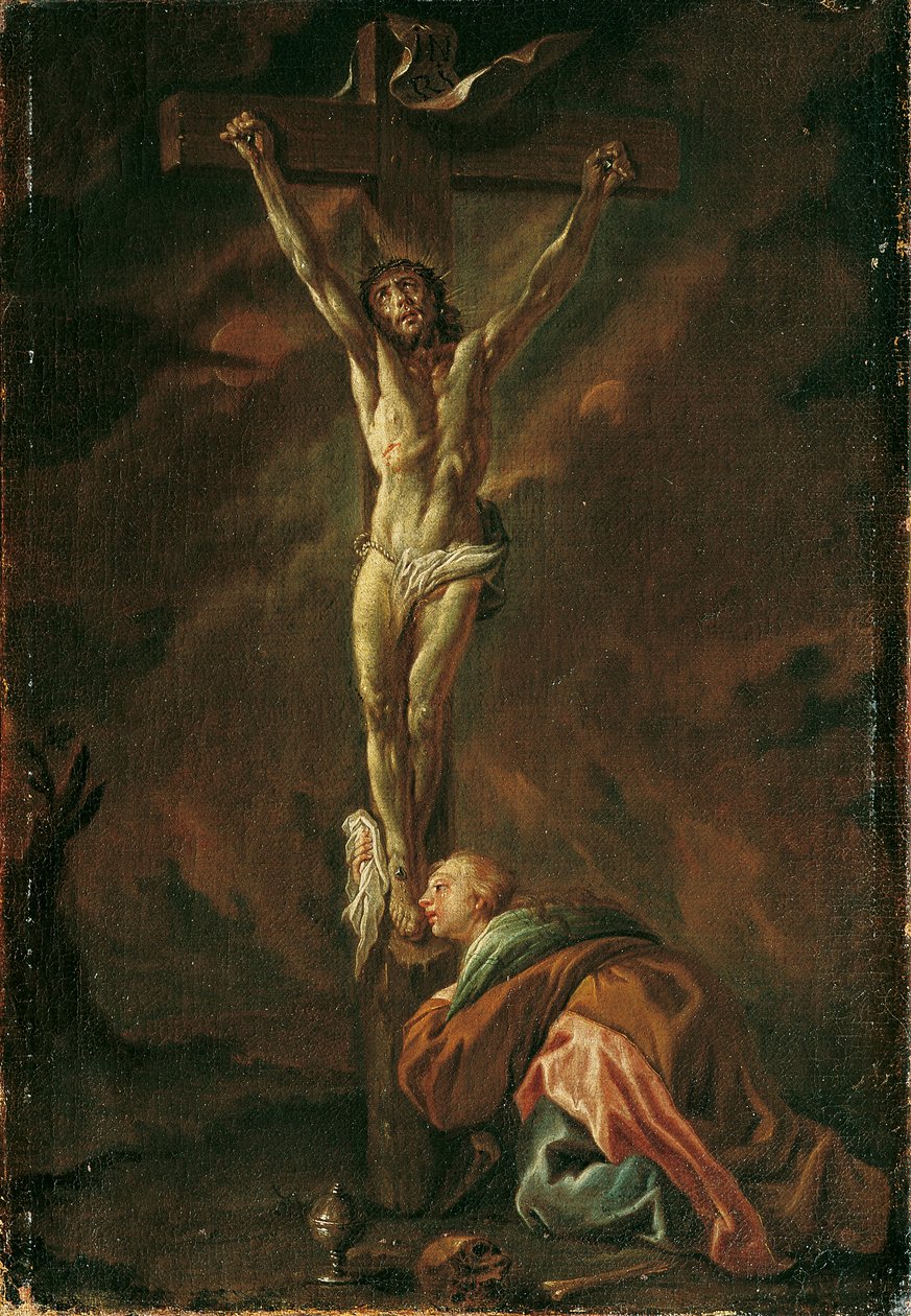 Kristus på korset med Maria Magdalene af Leopold Blonder