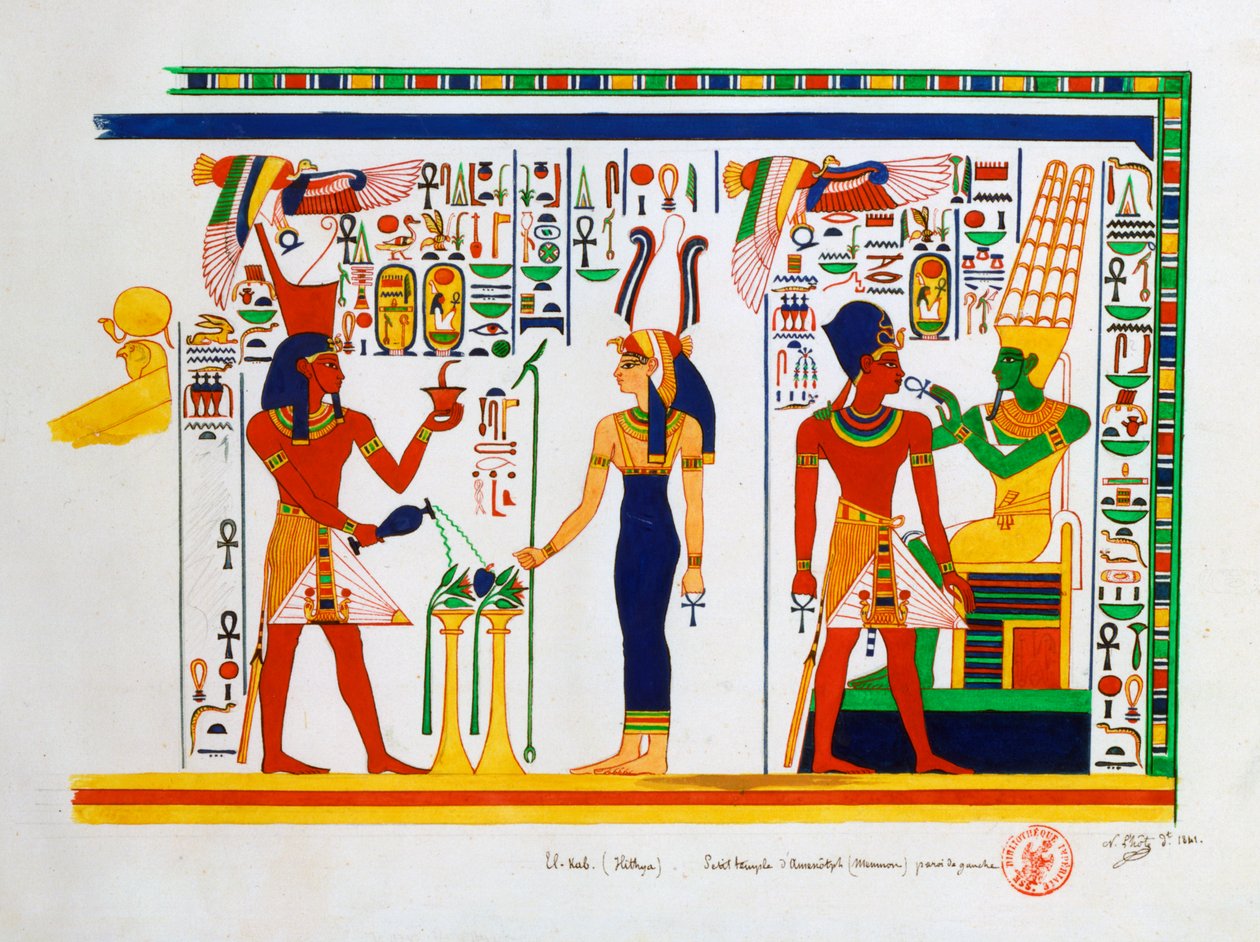 Vægmaleri fra El-Kab, Egypten, 1841 af Nestor l