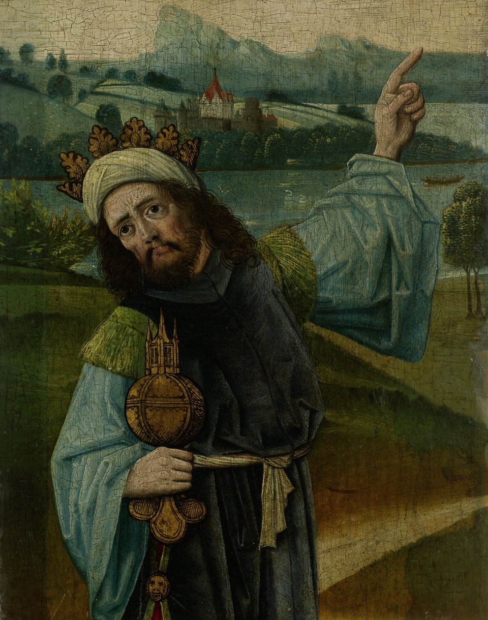 Kong Melchior, en af de tre magi, der peger på stjernen, ca. 1480-90 af Netherlandish School