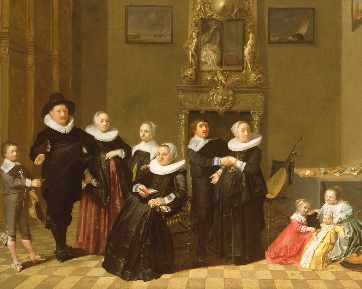 Familien til en Stadhouder i et elegant interiør, 1635 af Netherlandish School