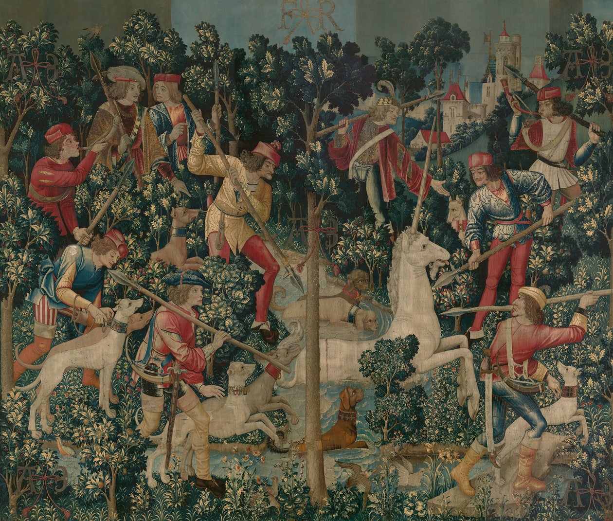 Enhjørningen bliver angrebet, ca. 1500 af Netherlandish School