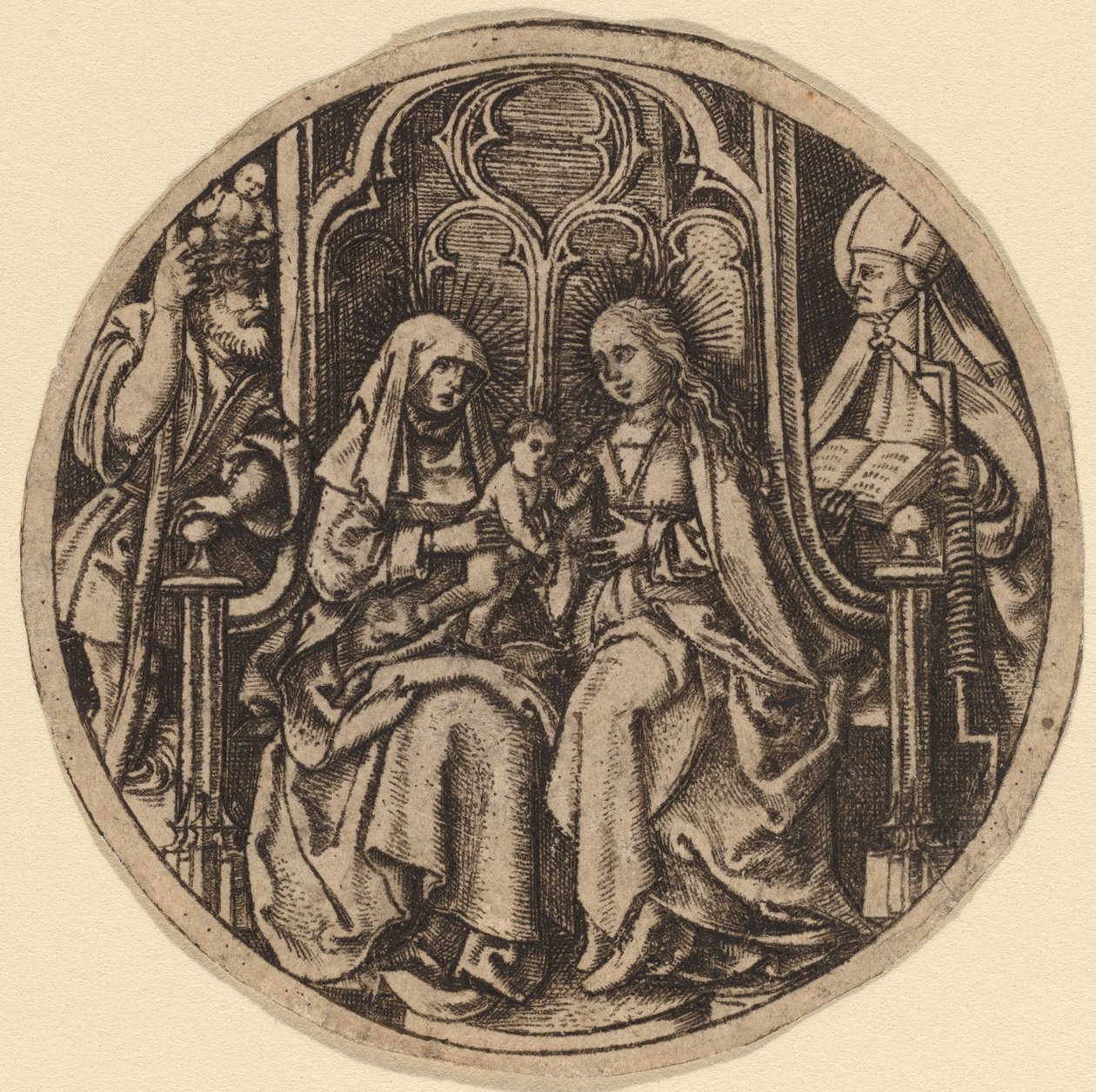 Madonna og barn med de hellige Christopher og Erasmus af Netherlandish 15th Century