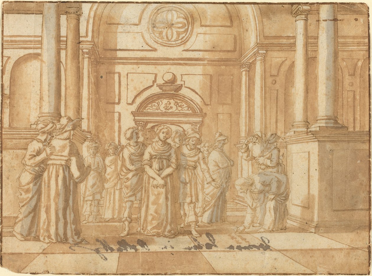 Kristus og kvinden taget i utroskab af Netherlandish 16th Century