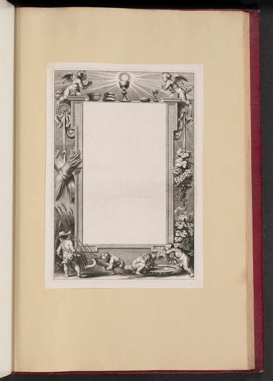 Border Illustration med Putti Høstoffer til Gud af Netherlandish 17th Century
