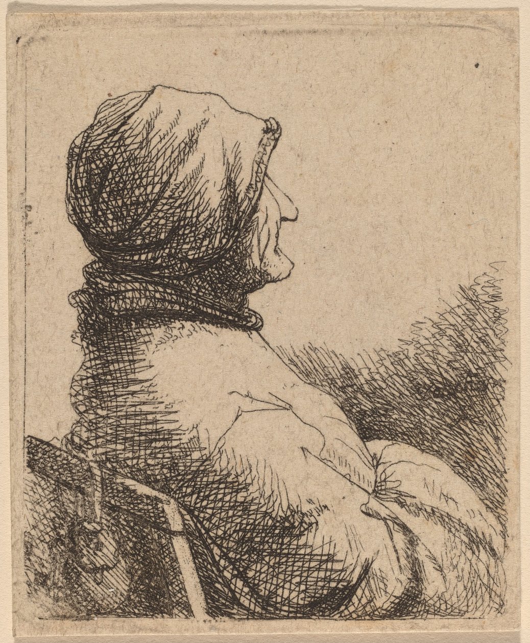 Buste af en gammel kvinde drejet i profil til højre af Netherlandish 17th Century