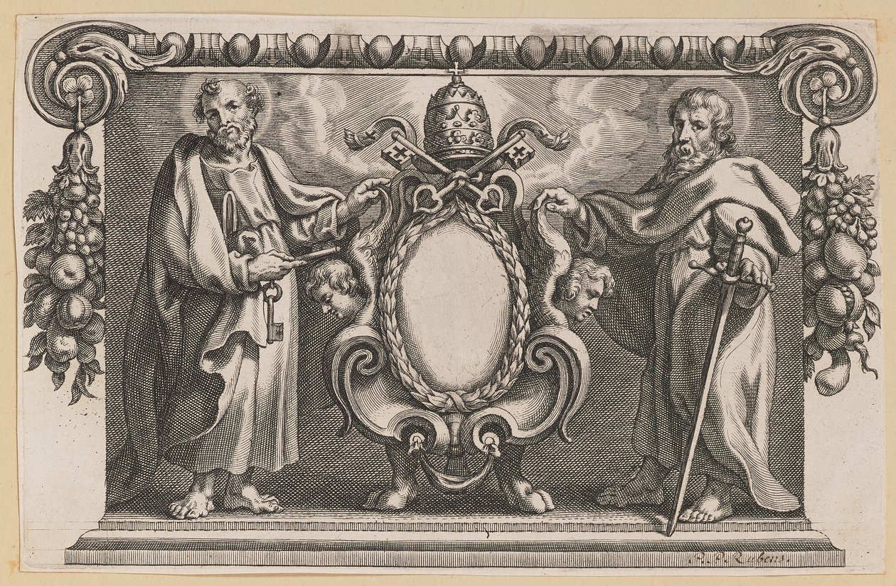 Vignette til en bog dedikeret til pave Urban VII af Netherlandish 17th Century after Sir Peter Paul Rubens