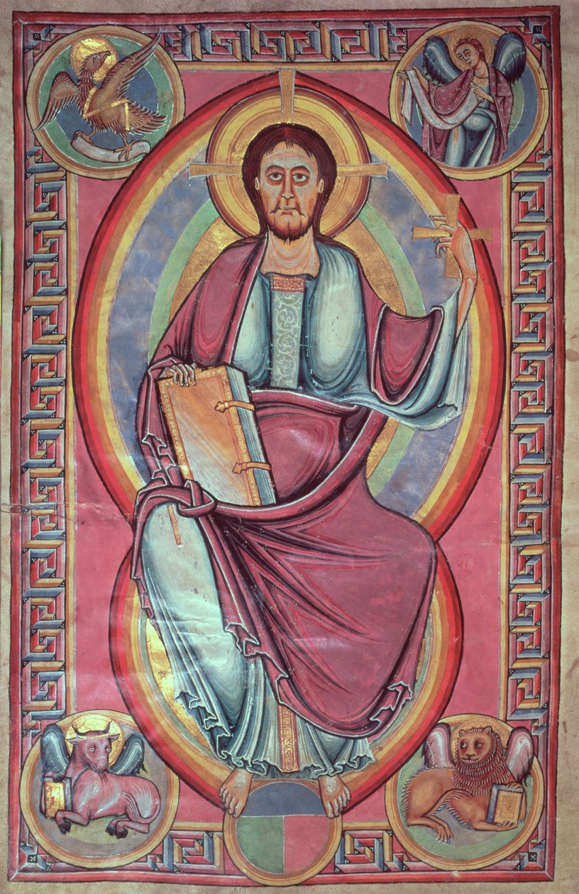 Tilføj 28107 f.136 Kristus i Majestæt, fra Stavelot-bibelen af Netherlandish School