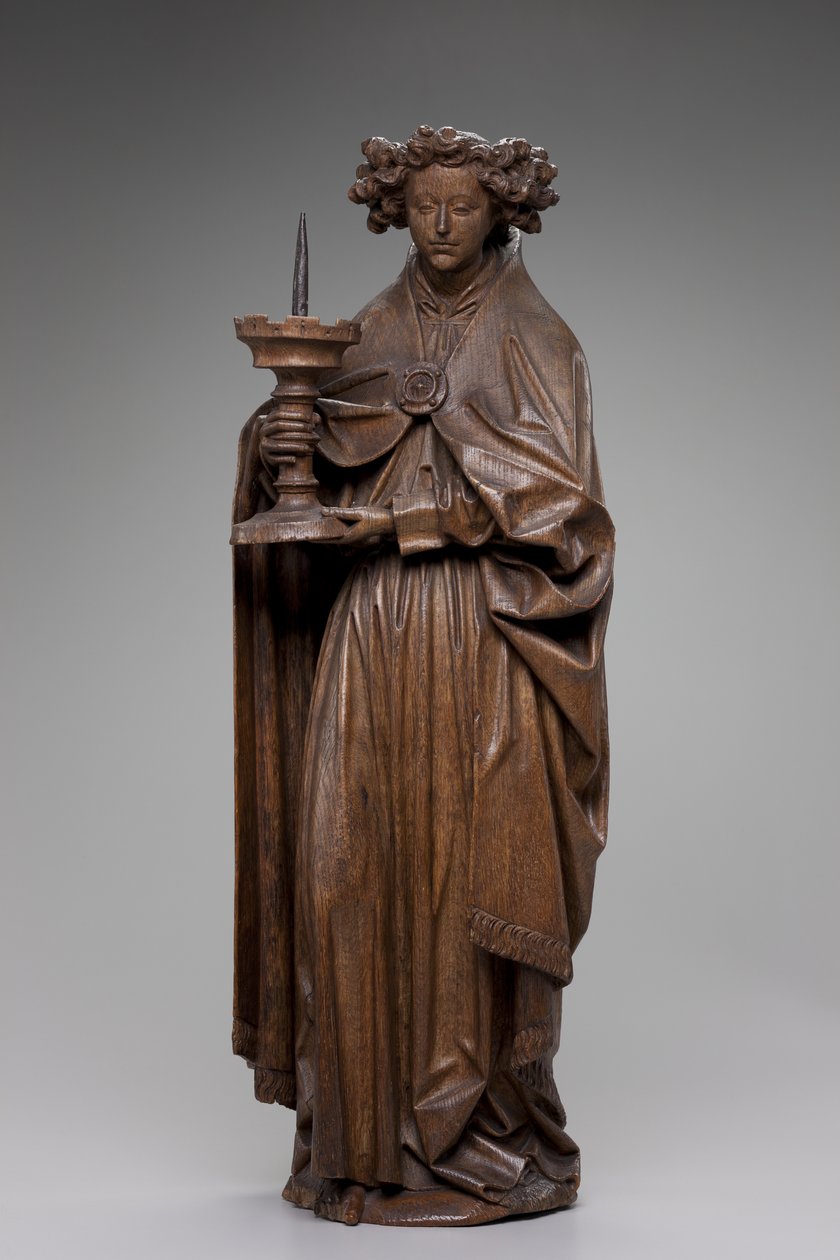 Engel holder lysestage, ca. 1480-1500 (eg) af Netherlandish School