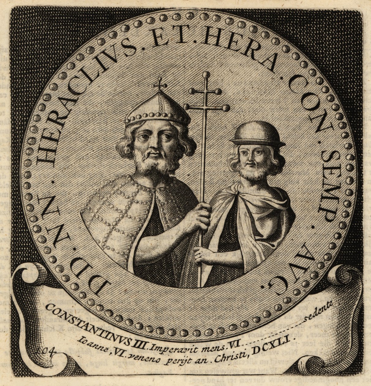 Byzantinske kejsere Heraclius og Konstantin III. af Netherlandish School