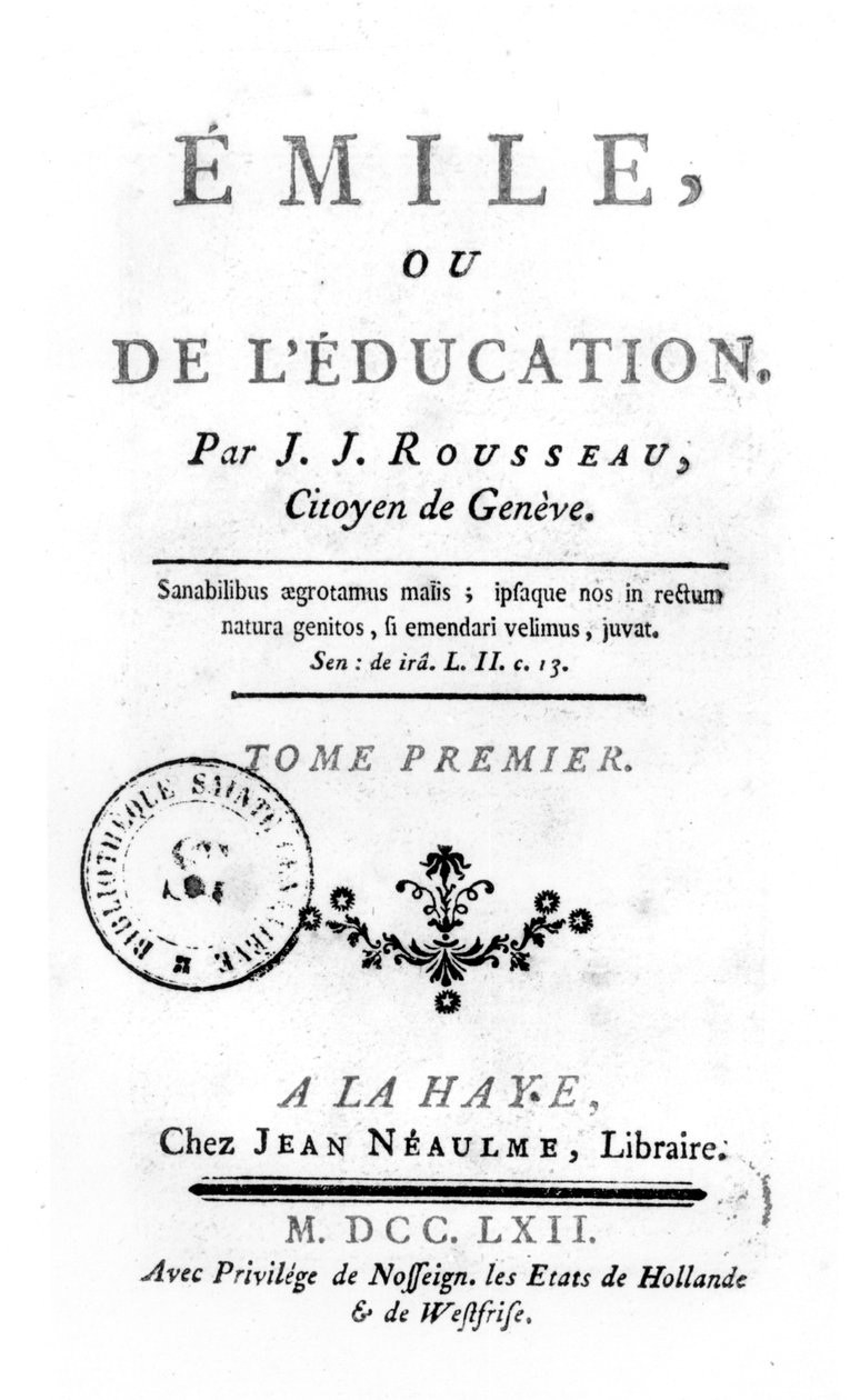 Frontispice for Emile af Jean-Jacques Rousseau, 1762 af Netherlandish School