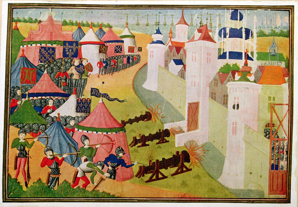 Harl 4379 f.83v Angreb på pirathøjborgen i Nordafrika (Mahedia) fra 