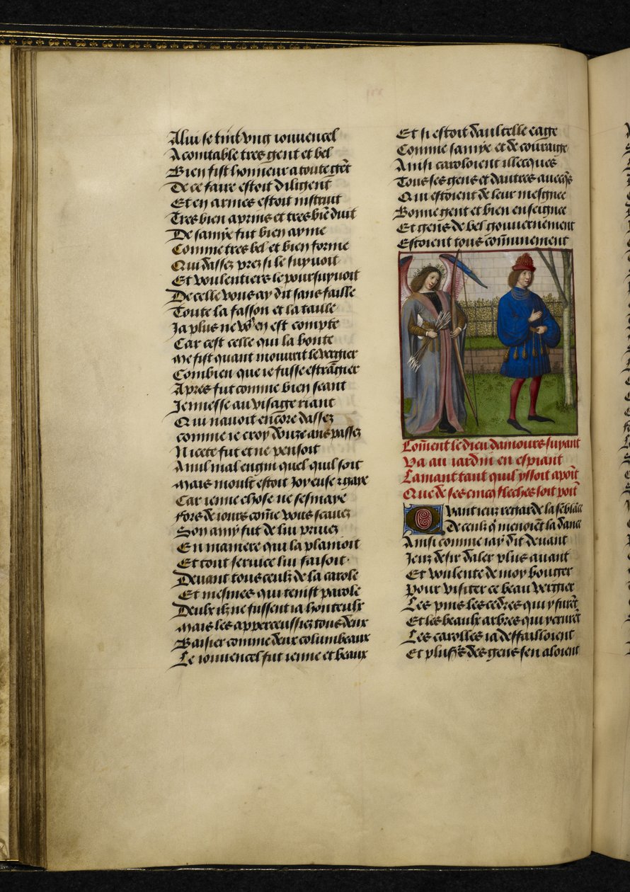 Harley MS 4425 f.18v Amors (Kærlighedens Gud) og L