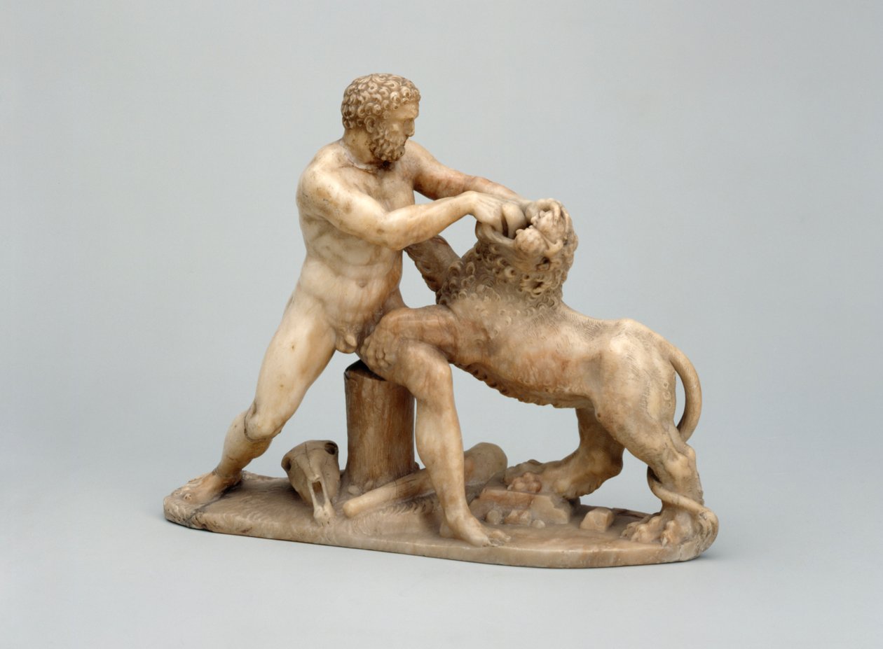Hercules wrestling the Nemean Lion (alabaster) af Netherlandish School