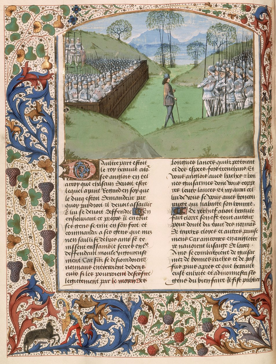 MS Royal 15 E.IV fol.231v Den saksiske stockade ved slaget ved Hastings (1066) fra 