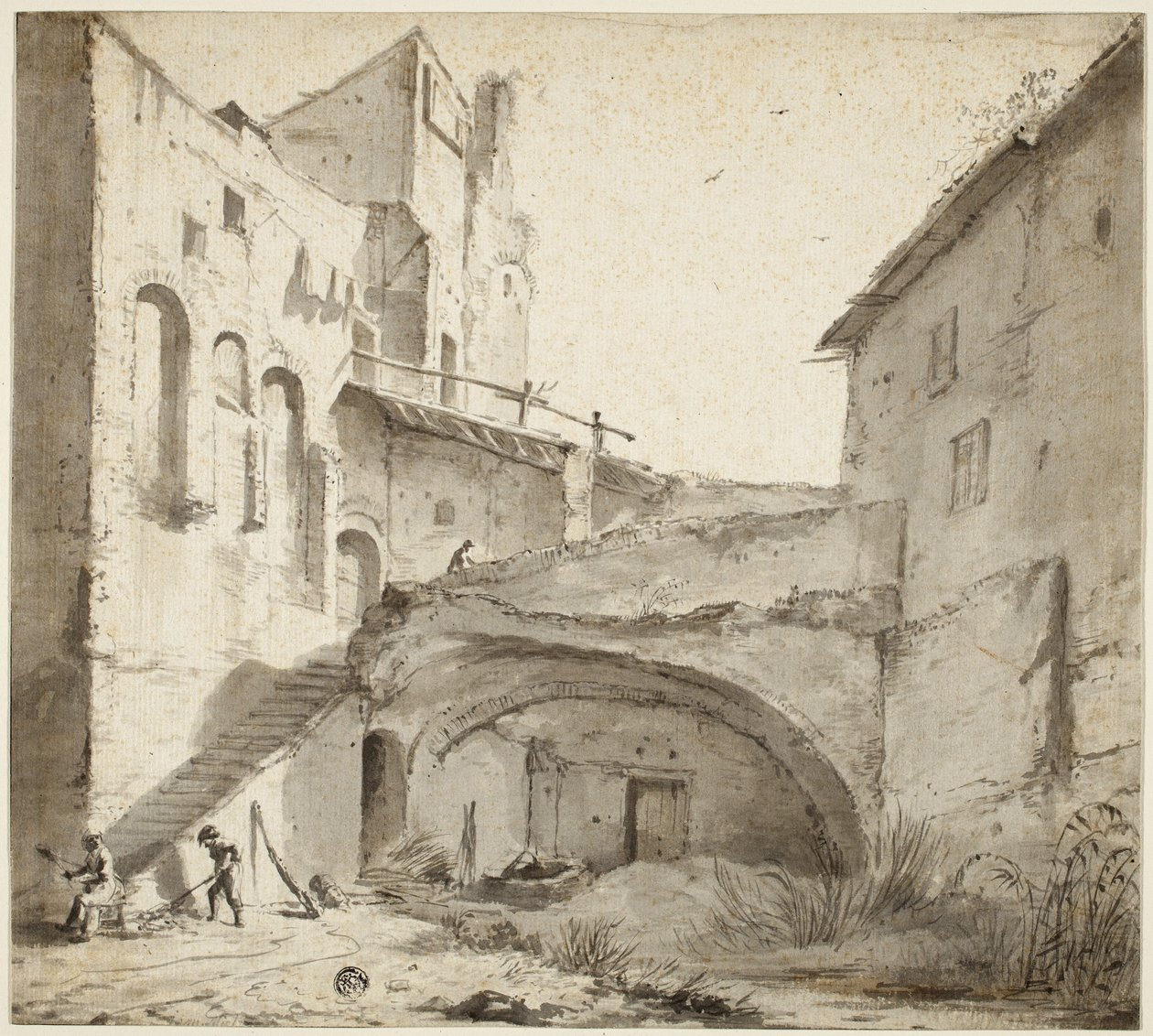 Overgrown courtyard of ruined castledani af Netherlandish School