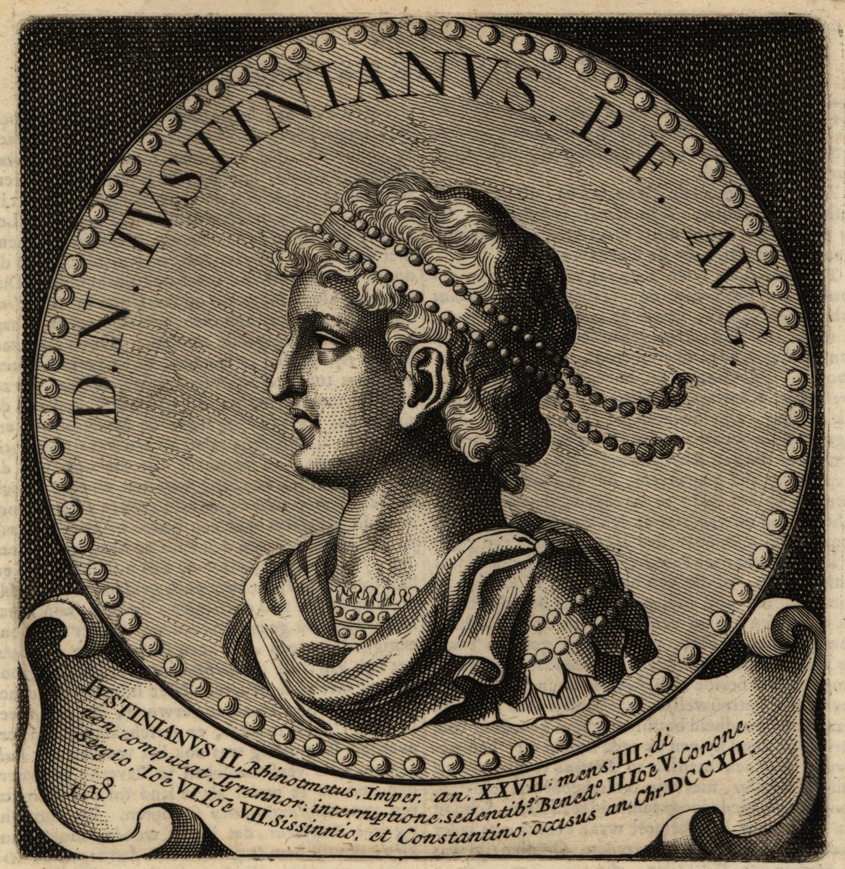 Portræt af den byzantinske kejser Justinian II. af Netherlandish School