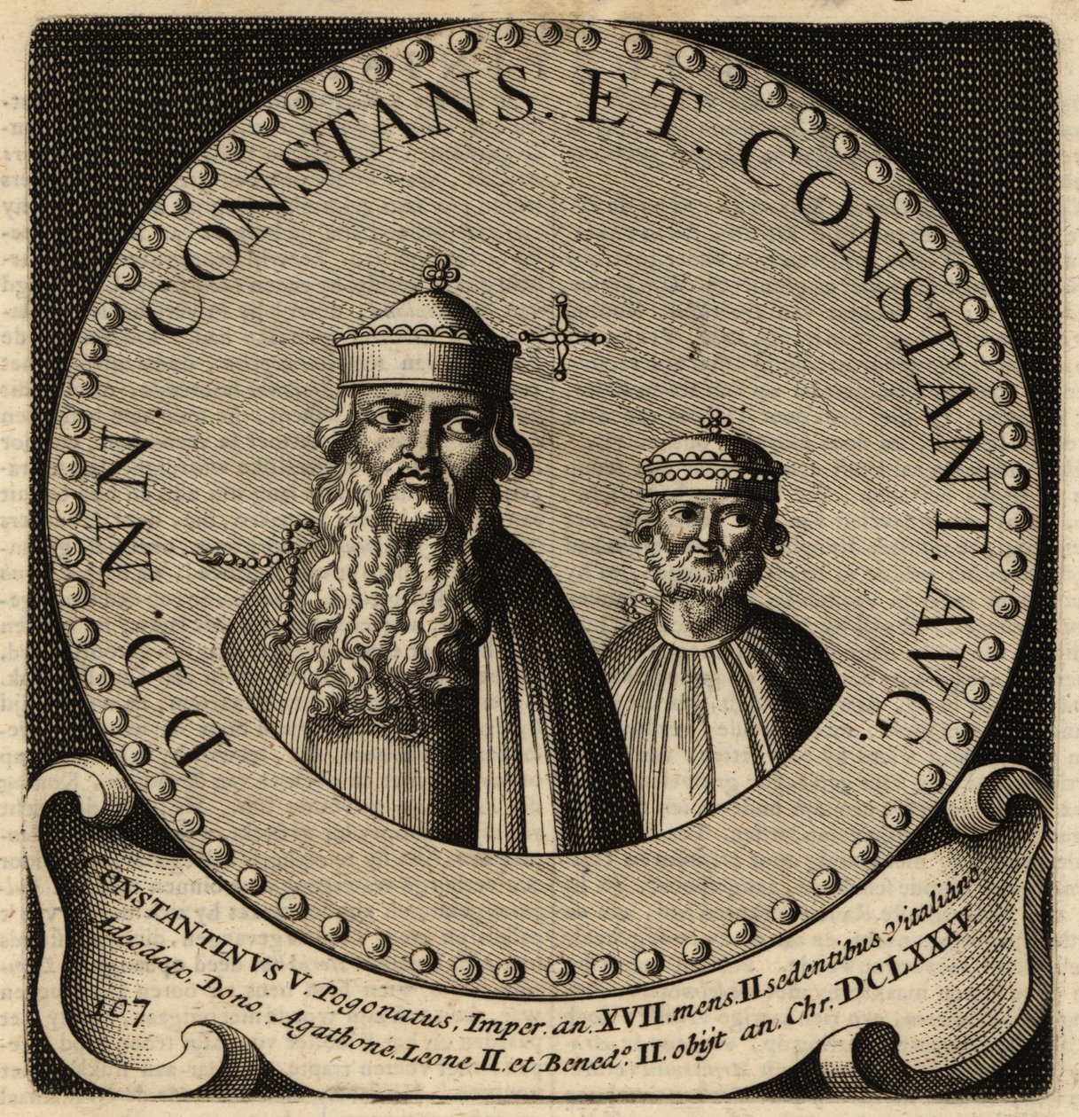 Portræt af de byzantinske kejsere Constans II og Constantine IV. af Netherlandish School