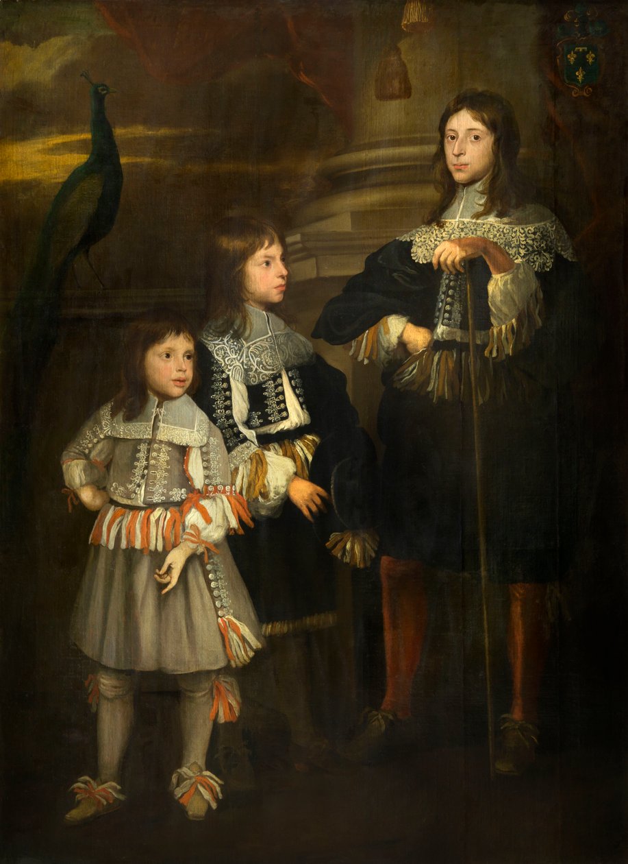 Portræt af tre børn (olie på lærred) af Netherlandish School