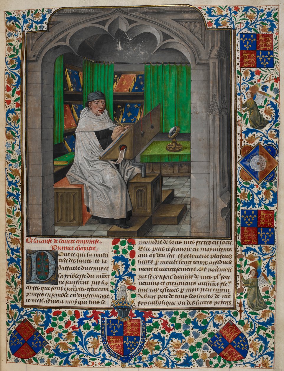 Royal 14 E. I f.3 Vincent de Beauvais læser ved sit skrivebord, fra 