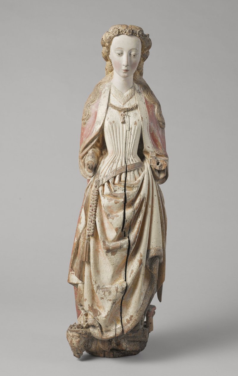 Saint Catherine of Alexandria af Meester van Koudewater, ca. 1470 (valnød) af Netherlandish School